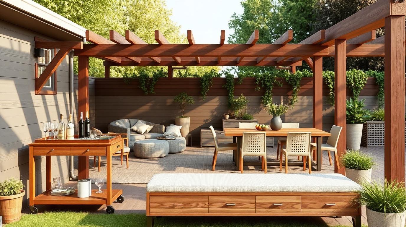 Bar Cart, Buffet & Storage Bench outdoor furniture Outdoor dining The support pieces nobody plans for and everybody needs. A. Images Created by www.TinyHome-Revolution.com