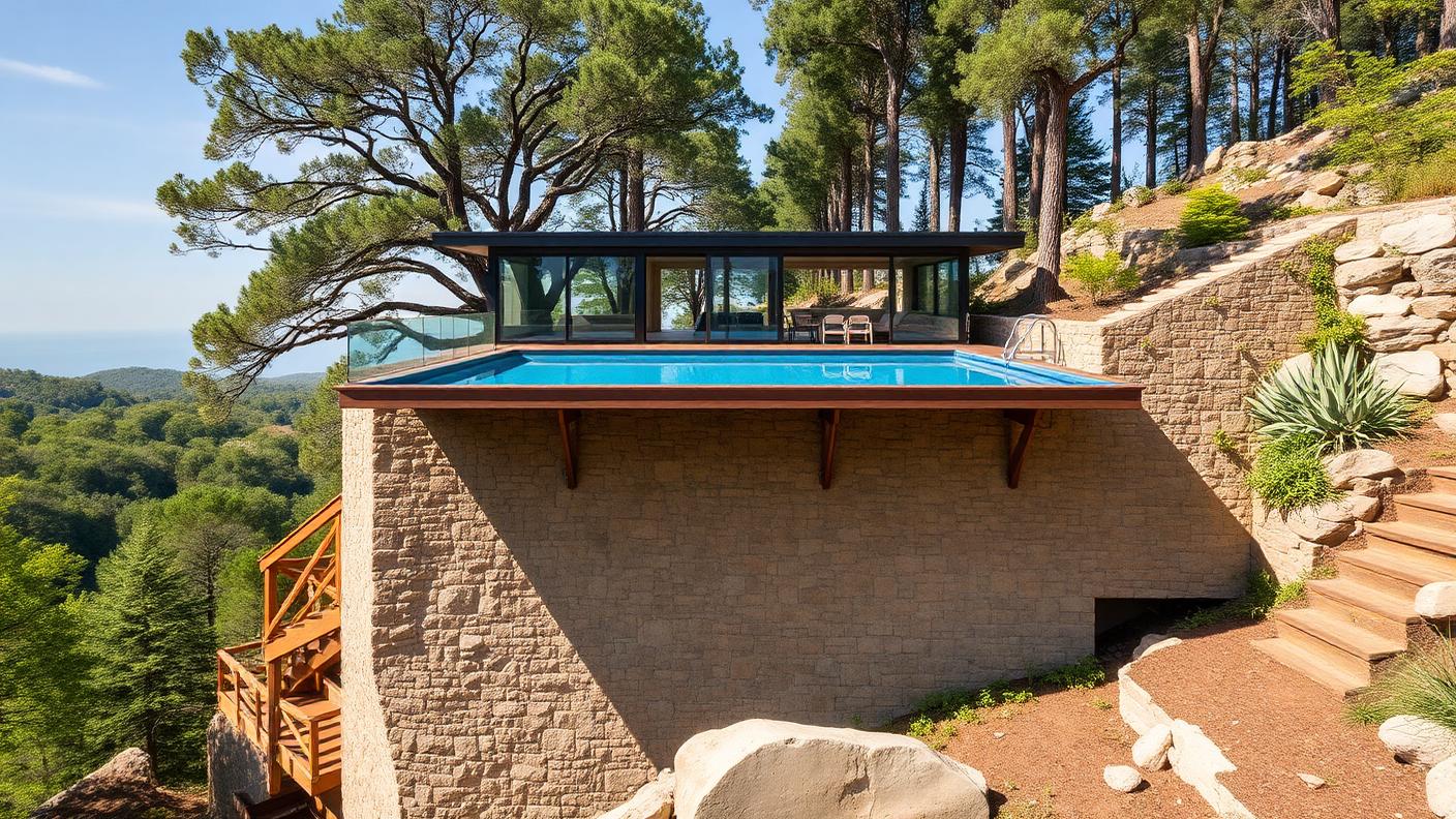 Glass Wall Viewing Pool swimming pool design Architectural An acrylic or structural glass panel in the pool wall lets light. Images Created by www.TinyHome-Revolution.com