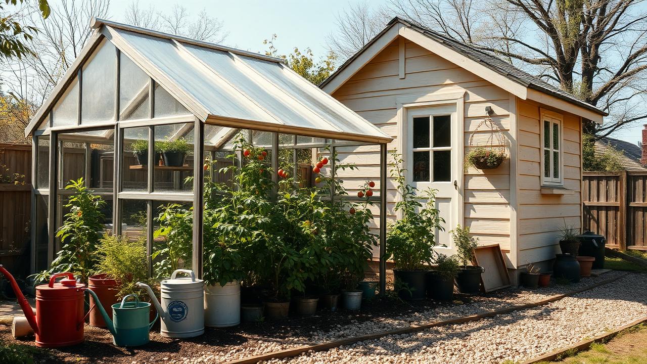 Tiny home with a lean-to greenhouse tiny home design with garden The greenhouse is bolted straight onto the north wall. Images Created by www.TinyHome-Revolution.com